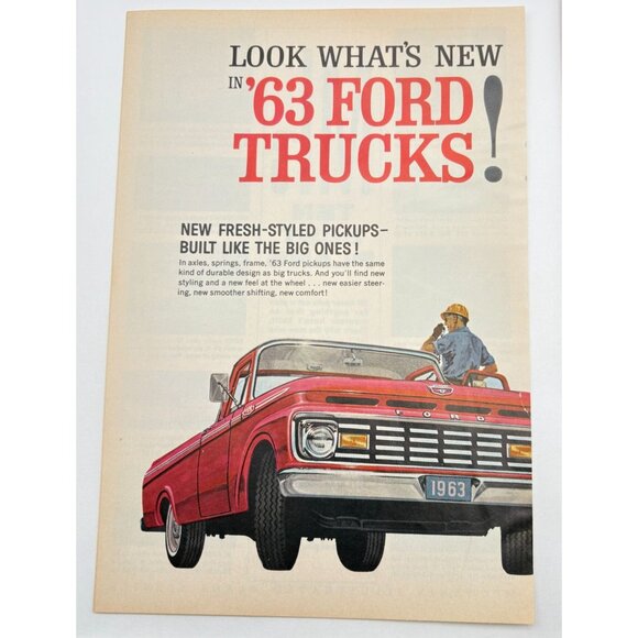 1963 Ford Trucks Vintage Print Ad 60s New Models Pickups BBC Line Autos Cars - Picture 4 of 6